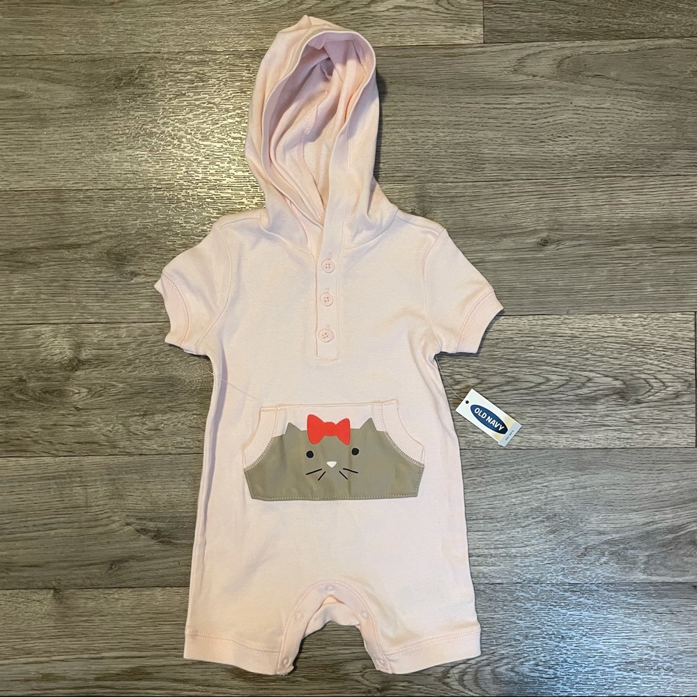 Old Navy Kitten Hooded Onesie Baby 3-6 Month NEW
